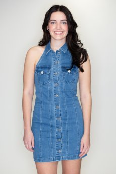 Denim Halter Dress by Blue Blush