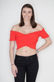 Red Crisscross Smocking Top by She and Sky