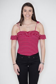 Striped Ribbed Bodysuit by Honey Punch