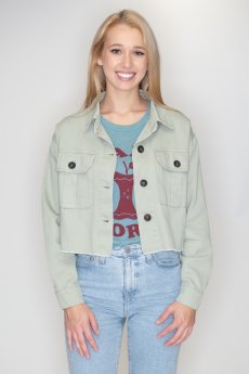 Sage Raw Hem Jacket by Timing