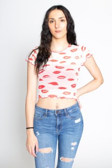 Mesh Lips Crop Top by Blue Blush