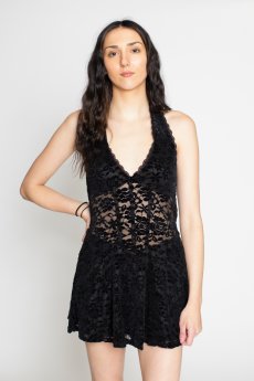 Velvet Lace Halter Dress by Bear Dance
