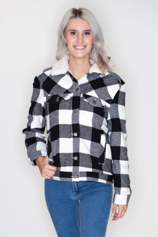 Faux Fur Plaid Jacket by Love Tree