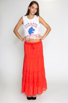High Waist Tiered Maxi Skirt by HYFVE