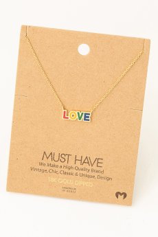 Gold Rainbow Love Enamel Necklace by Must Have