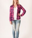 Pink and Navy Plaid Button Down