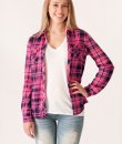 Pink and Navy Plaid Button Down