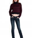 Striped Crop Turtleneck Sweater by Timing