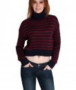 Striped Crop Turtleneck Sweater by Timing