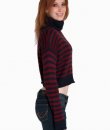 Striped Crop Turtleneck Sweater by Timing