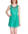 Lace Flared Dress with Beaded Neckline by Yetts