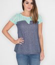 Tribal Print Lace Paneled Top by 12PM Mon Ami