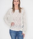 Lace Panel Cable Knit Sweater by Flying Tomato