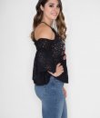 Embroidered Cold Shoulder Top by Flying Tomato