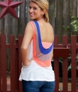 Low Back Contrast Stripe Tank Top by Double Zero