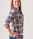 Navy And Coral Plaid Button Down by Passport