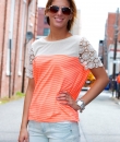 Crochet Sleeve Striped Top by Umgee USA