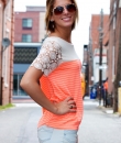 Crochet Sleeve Striped Top by Umgee USA