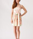 Textured Floral Print Strapless Dress by Ya Los Angeles
