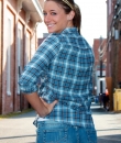 Blue Plaid Flannel Button Down Shirt by Timing