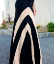 Color Blocked Striped Maxi Skirt by leshop
