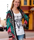 Geometric Print Sweater Cardigan by Flying Tomato