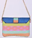 Small Tribal Print Clutch With Chain