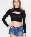 Black Front Cut Out Top by Timing