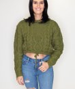Crop Cable Knit Sweater by Double Zero