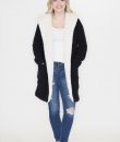 Black Hooded Shearling Jacket by She and Sky