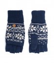 Navy Snowflake Convertible Gloves by C.C.