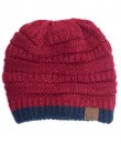 Red Two Tone Cuff Beanie by C.C.