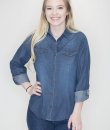 Dark Wash Chambray Button Down by C'est Toi