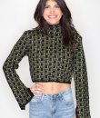 High Neck Print Sweater by Timing