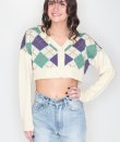 Crop Argyle Cardigan by HYFVE