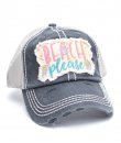 Beach Please Black Baseball Cap