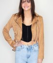 Belted Cropped Moto Jacket by Love Tree