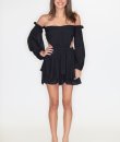 Off-Shoulder Cutout Romper by HYFVE