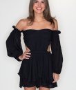 Off-Shoulder Cutout Romper by HYFVE