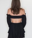 Off-Shoulder Cutout Romper by HYFVE