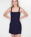 Striped Hook and Eye Mini Dress by Blue Blush