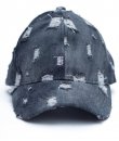 Black Distressed Denim Baseball Cap by C.C.