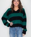 Striped Cable Knit Sweater by Double Zero
