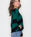 Striped Cable Knit Sweater by Double Zero