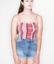 Burgundy Print Crop Top by Bear Dance