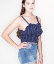 Smocked Lace Up Tube Top by Cozy Casual