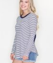 Striped Elbow Patch Top by Cherish