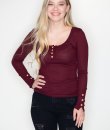 Button Henley Top by La Miel