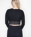 Long Sleeve Lace Trim Crop Top by Bear Dance