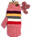 Coral Striped Pom Gloves by C.C.